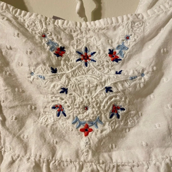 Old Navy White Swiss Dot Flutter Sleeve Tie Back Top Medium Petite - Picture 4 of 12